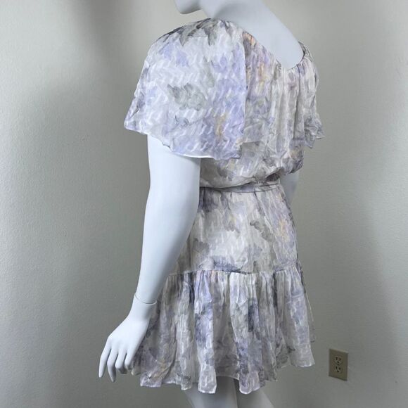 Rebecca Taylor Women Size XL White Lily Silk Floral Tiered Ruffle Mini NEW Dress - Picture 9 of 17